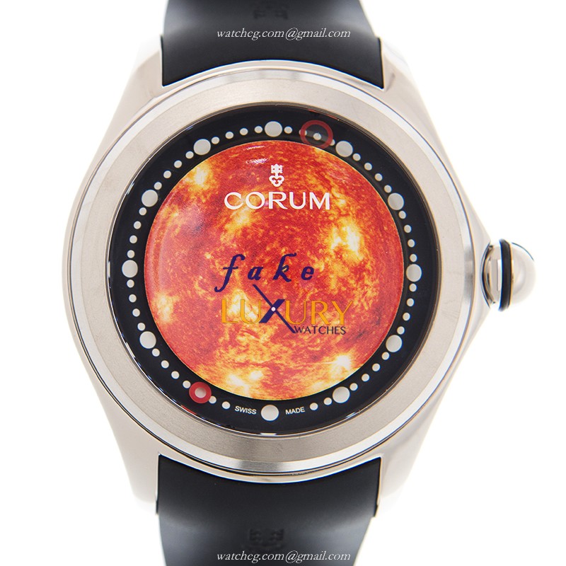Corum 390.101.04/0371 SO01 Bubble Automatic Titanium Replica Watch, Orange Dial Black Rubber Strap - Luxury Replica Watch