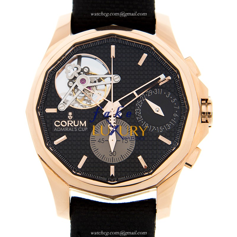 Corum 398.550.55-0001 AN10 Admirals Cup Replica Watch, Automatic, 18kt Rose Gold Case, Black Dial - Luxury Replica Watch