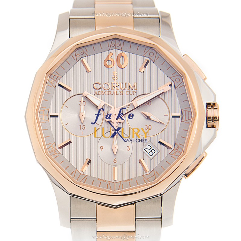 Corum 984.101.24/V705 FH11 Admirals Cup Replica Watch, Silver Dial, Rose Gold Steel Case - Luxury Replica Watch