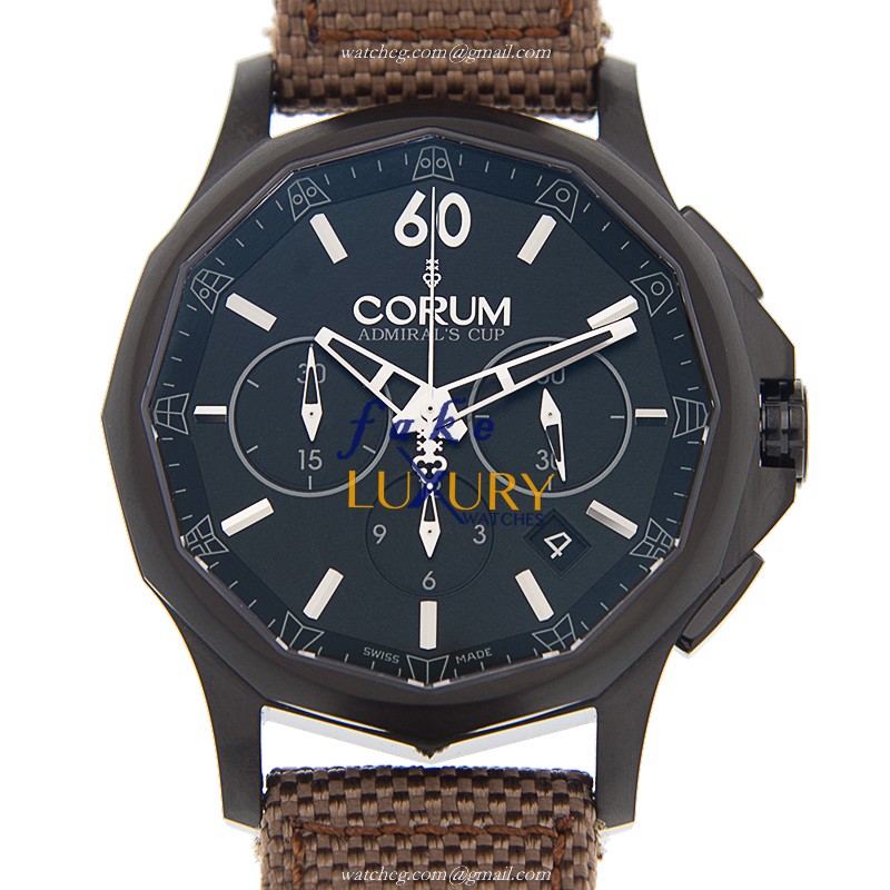 Corum 984.103.98/0612 AN13 Admirals Cup Replica Watch - Automatic - Steel Case - Brown Leather Strap - Luxury Replica Watch