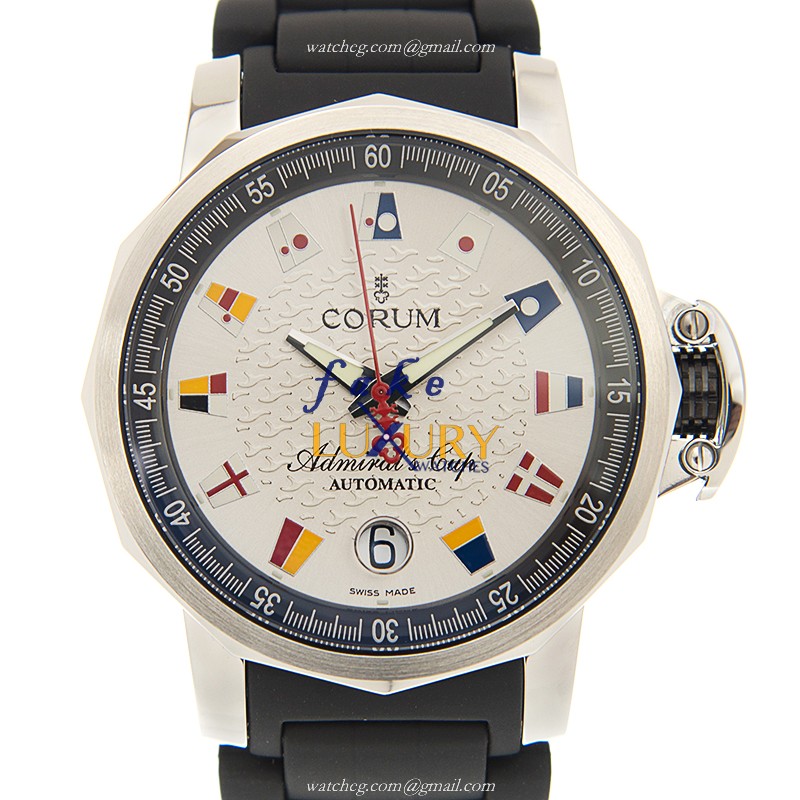 Corum ADMIRALS CUP A082/03499 Automatic Stainless Steel Silver Dial Rubber Strap Replica Watch - Luxury Replica Watch