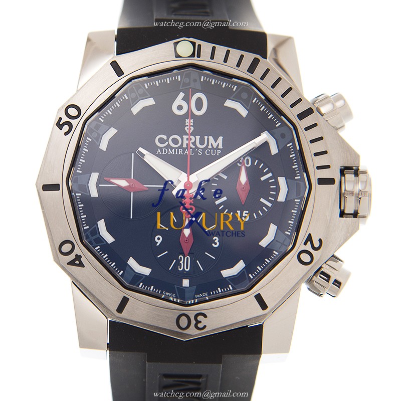 A753/03581 - Corum Admirals Cup Replica Watch Automatic Black Dial Rubber Strap - Luxury Replica Watch