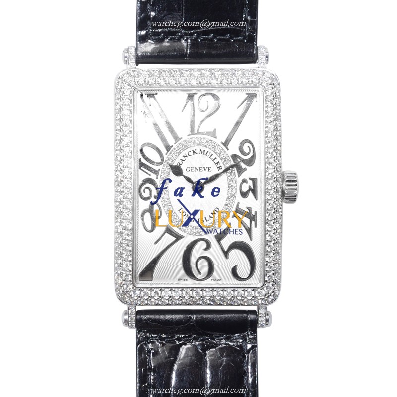 Franck Muller 1000 QZ D CD 1R OG Replica Watch, Automatic Movement, Silver Dial, 18kt White Gold &