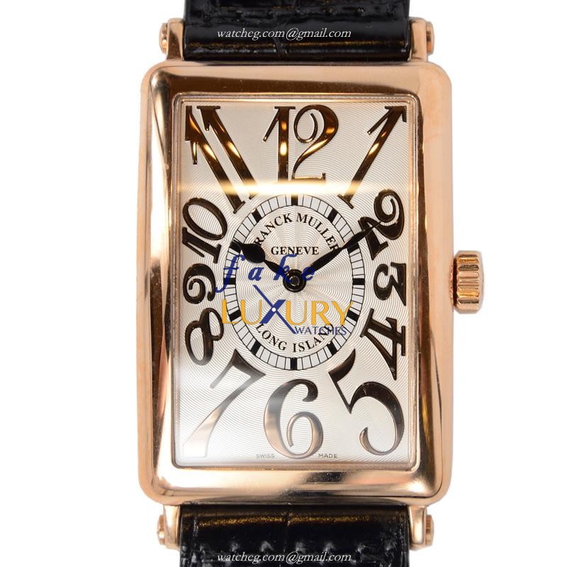 Franck Muller 1000SCREL5N Long Island Replica Watch, Automatic, 18kt Rose Gold Case, Silver Dial - Luxury Replica Watch