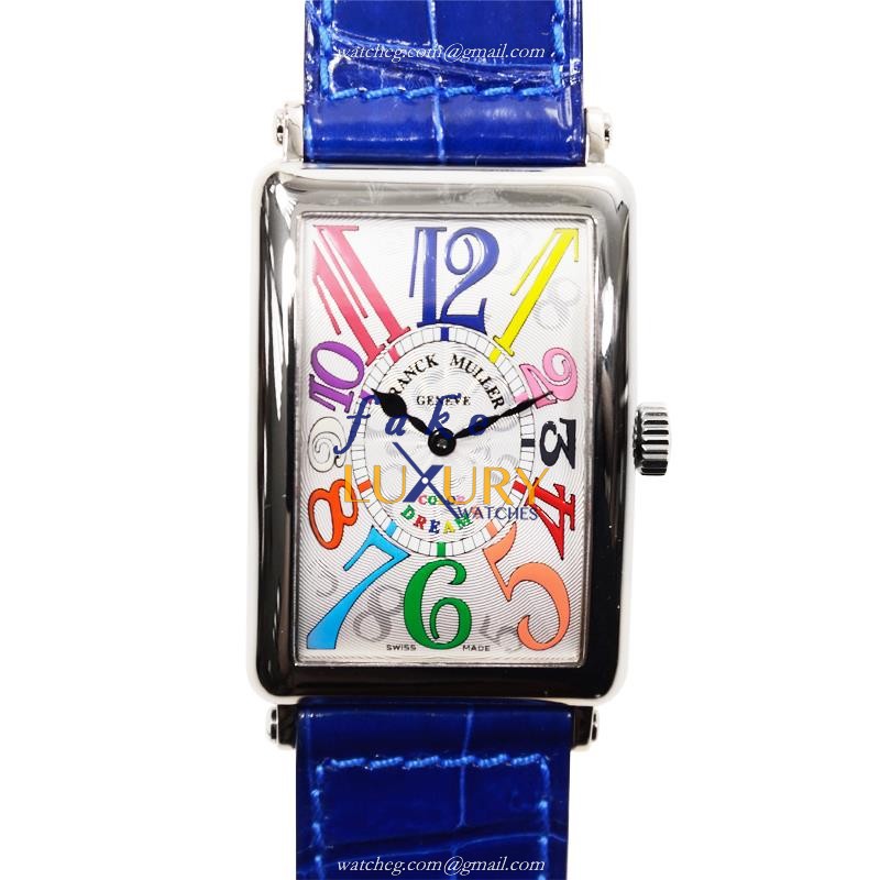 Franck Muller 1002 QZ COL DRM OG Replica Watch, Quartz Movement, Silver Dial, White Gold Case