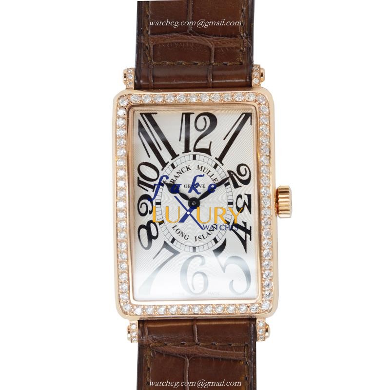 Franck Muller 1002 QZ D 1R 5N LONG ISLAND Quartz 18kt Rose Gold Replica Watch, Swiss Clone, Silver - Luxury Replica Watch