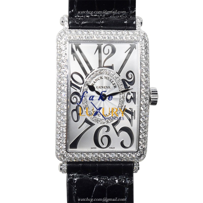 Franck Muller 1002 QZ D CD 1R OG Replica Watch, Quartz, Silver Dial, 18kt White Gold & Diamond