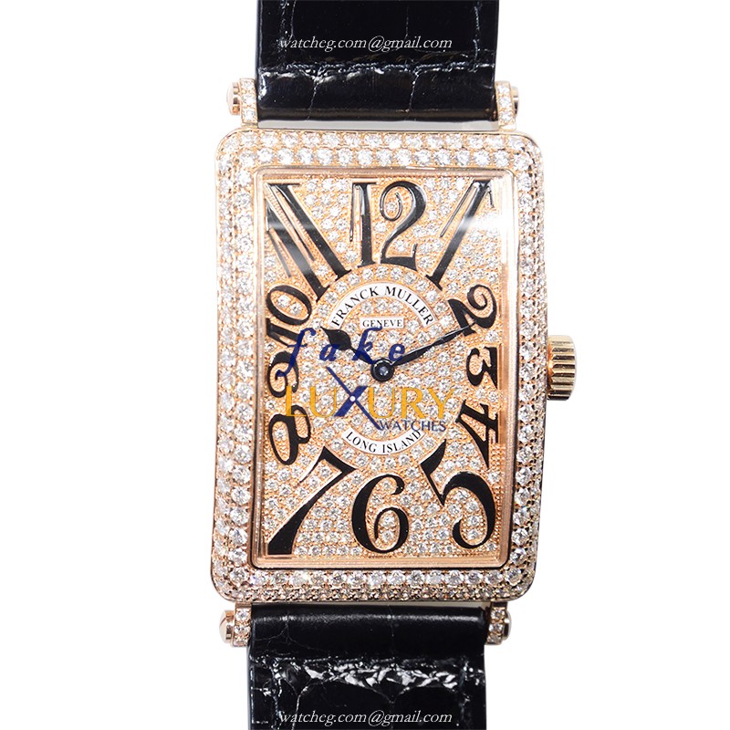 Franck Muller 1002QZDCD5N LONG ISLAND Quartz 18kt Rose Gold & Diamonds Replica Watch - Luxury Replica Watch