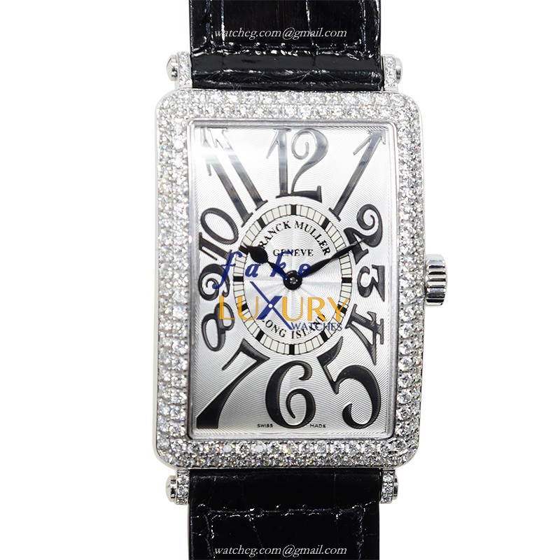 Franck Muller 1002 QZ D OG Replica Watch, Quartz, Silver Dial, 18kt White Gold & Diamond Case - Luxury Replica Watch