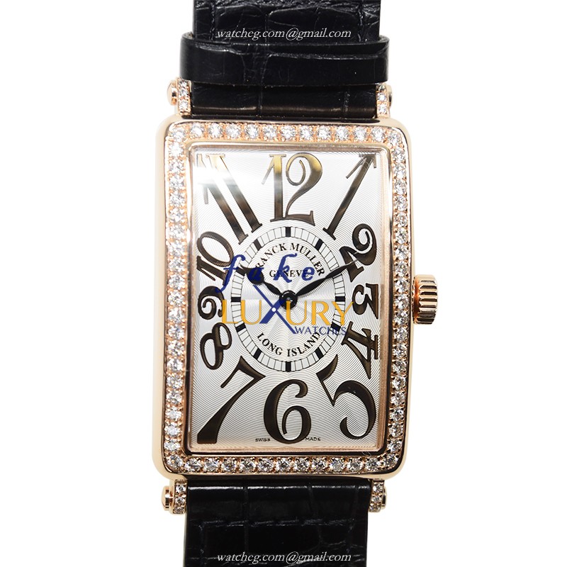 Franck Muller 1002QZ REL D 1R 5N LONG ISLAND Quartz 18kt Rose Gold & Diamond Replica Watch, Swiss - Luxury Replica Watch