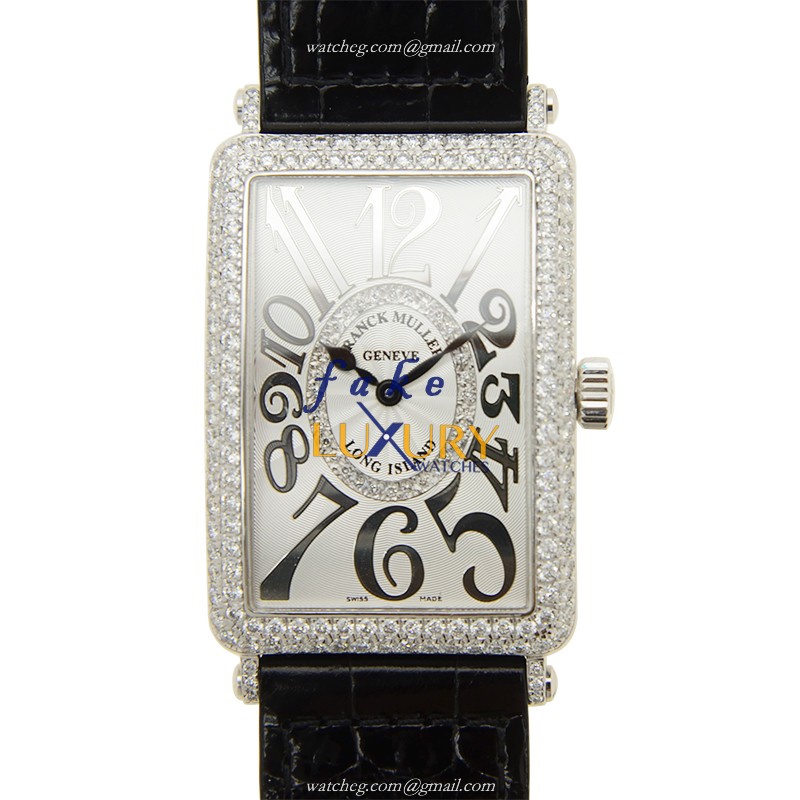 Franck Muller 1002 QZ REL D CD 1R OG LONG ISLAND Quartz 18kt White Gold & Diamond Replica Watch - Luxury Replica Watch