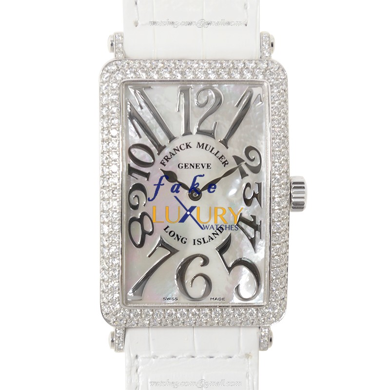 Franck Muller 1002 QZ REL MOP D OG Long Island Quartz White Gold Diamond Replica Watch