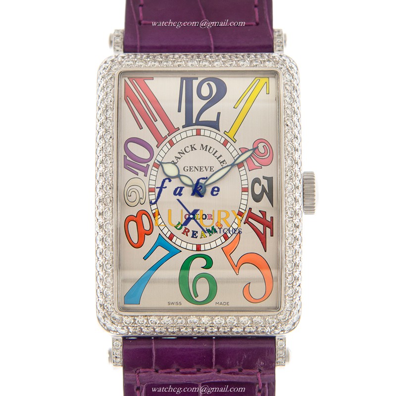 Franck Muller 1200SCD-DRMOG-PUR LONG ISLAND Automatic 18kt White Gold Diamond Replica Watch - Luxury Replica Watch