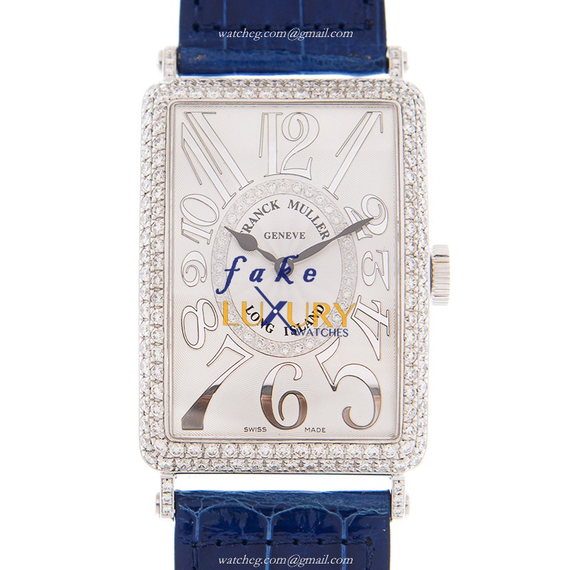 Franck Muller 1200SCDCD1ROG Replica Watch Automatic White Dial 18kt White Gold Diamond Leather
