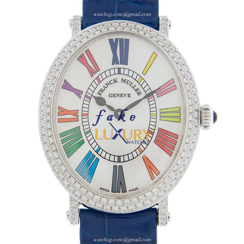 Franck Muller 1638 B QZ COL DRM R D AC INFINITY Quartz Replica White Dial Leather Band Steel Case - Luxury Replica Watch