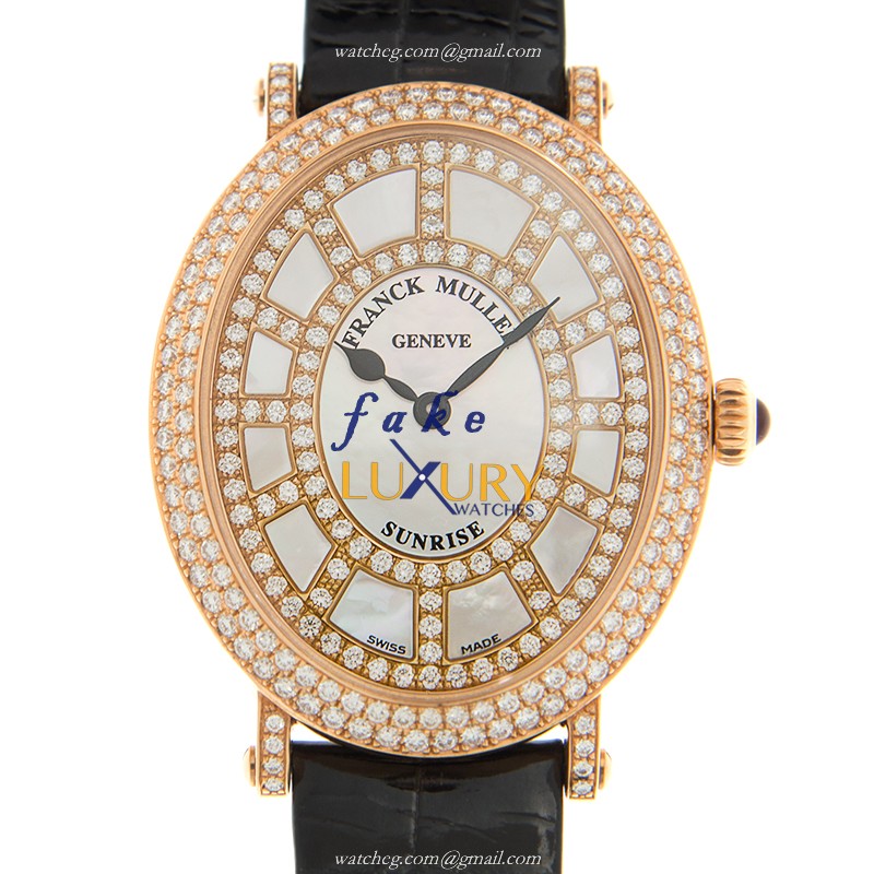 Franck Muller 1638 QZ SNR D CD 5N - Replica Watch - Quartz - 18kt Rose Gold - Orange Leather Strap