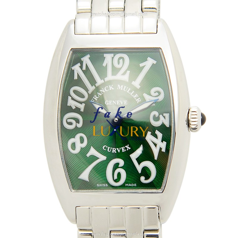 Franck Muller 1752 QZ AC CINTREE CURVEX Quartz Stainless Steel Replica Watch, Green Dial, Silver - Luxury Replica Watch