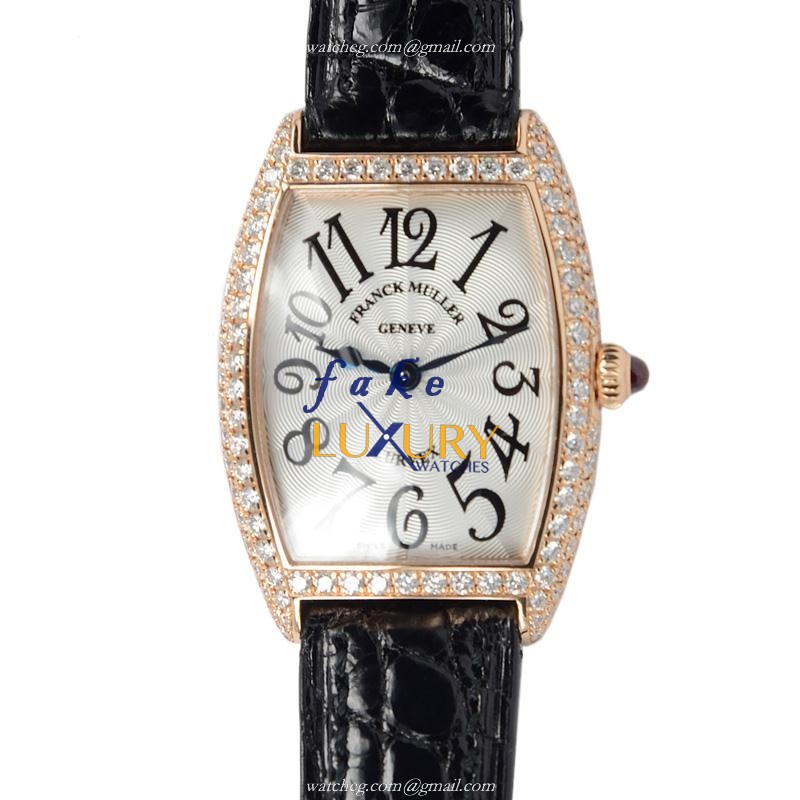1752 QZ D 5N - Franck Muller Cintree Curvex Replica Watch - Quartz Silver Dial Rose Gold - Luxury Replica Watch