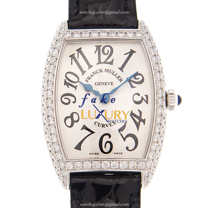 Franck Muller 1752 QZ D AC Cintree Curvex Replica Watch Quartz Silver Dial Steel & Diamond Case