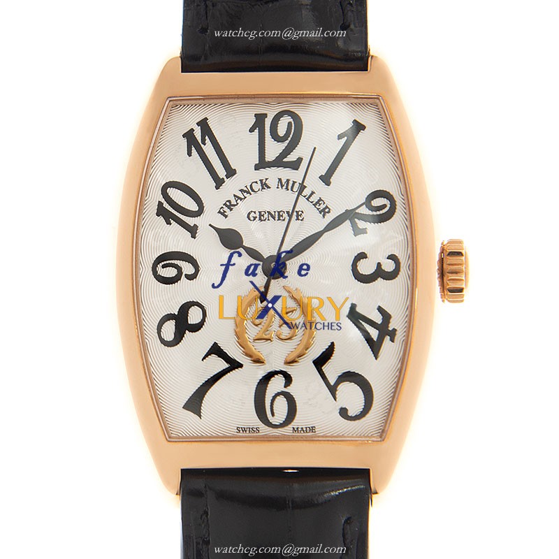 Franck Muller 2850 SC AT FO 25TH LTD 5N Automatic 18kt Rose Gold White Dial Leather Replica Watch - Luxury Replica Watch