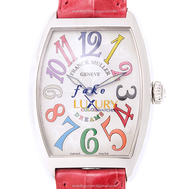 Franck Muller 2852 B QZ COL DRM AC Cintree Curvex Quartz Replica Watch, White Dial Red Strap - Luxury Replica Watch