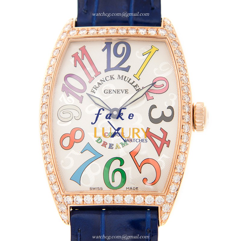 Franck Muller Cintree Curvex 2852 B QZ COL DRM D 1R 5N Replica Watch, Quartz, White Dial, Blue - Luxury Replica Watch
