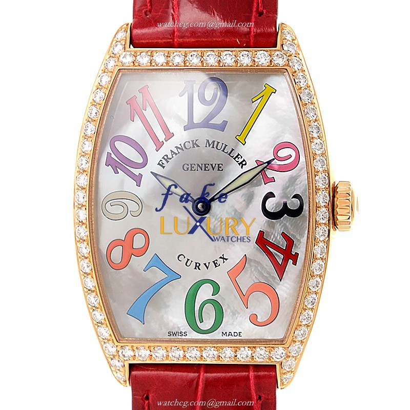 Franck Muller 2852 QZ COL DRM MOP D 1R 5N CINTREE CURVEX Quartz 18kt Rose Gold & Diamonds Replica - Luxury Replica Watch