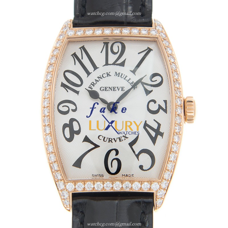 Franck Muller 2852QZD1R5N-BLACKSTRAP-MasterOfComplication Quartz RoseGold Diamonds Replica Watch - Luxury Replica Watch
