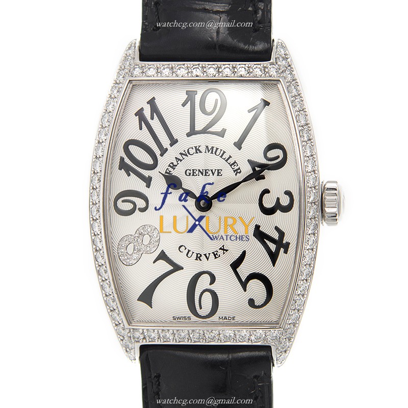 Franck Muller 2852 QZ D 1R CD8 AC Cintree Curvex Replica Watch Quartz Silver Dial Alligator Strap - Luxury Replica Watch