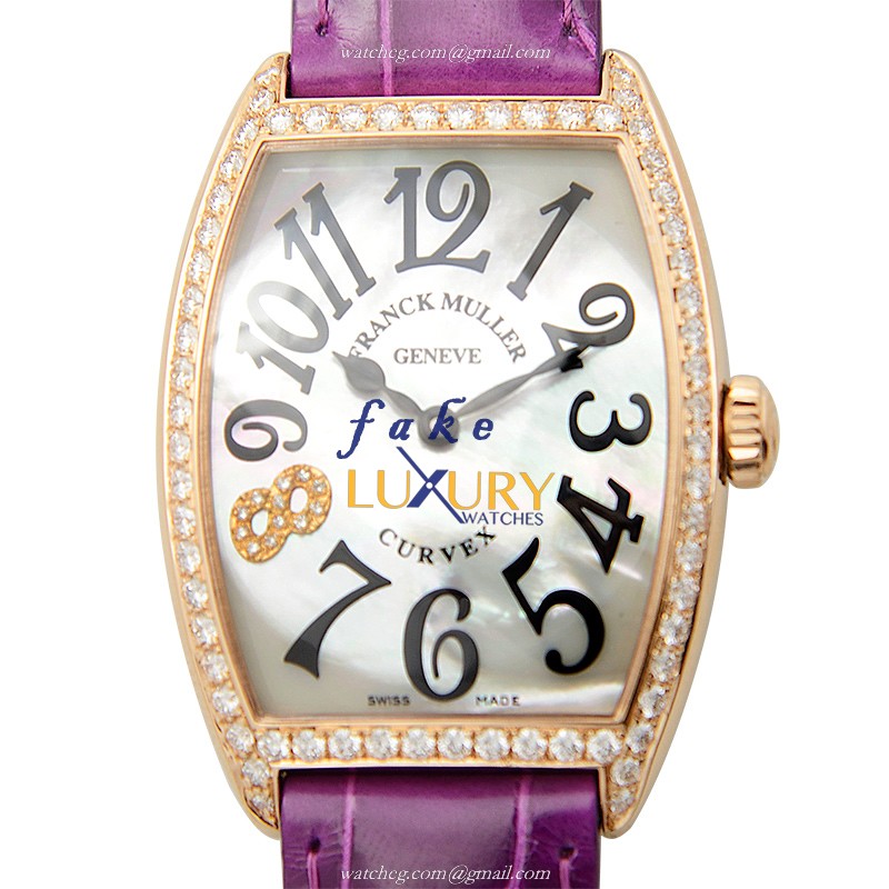 Franck Muller 2852 QZ MOP D 1R CD8 5N Cintree Curvex Replica Watch Quartz Rose Gold Diamonds White