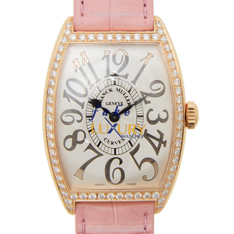 Franck Muller 2852 QZ REL D 1R 5N CURVEX Quartz 18kt Rose Gold & Diamond Replica Watch - 31mm - Luxury Replica Watch