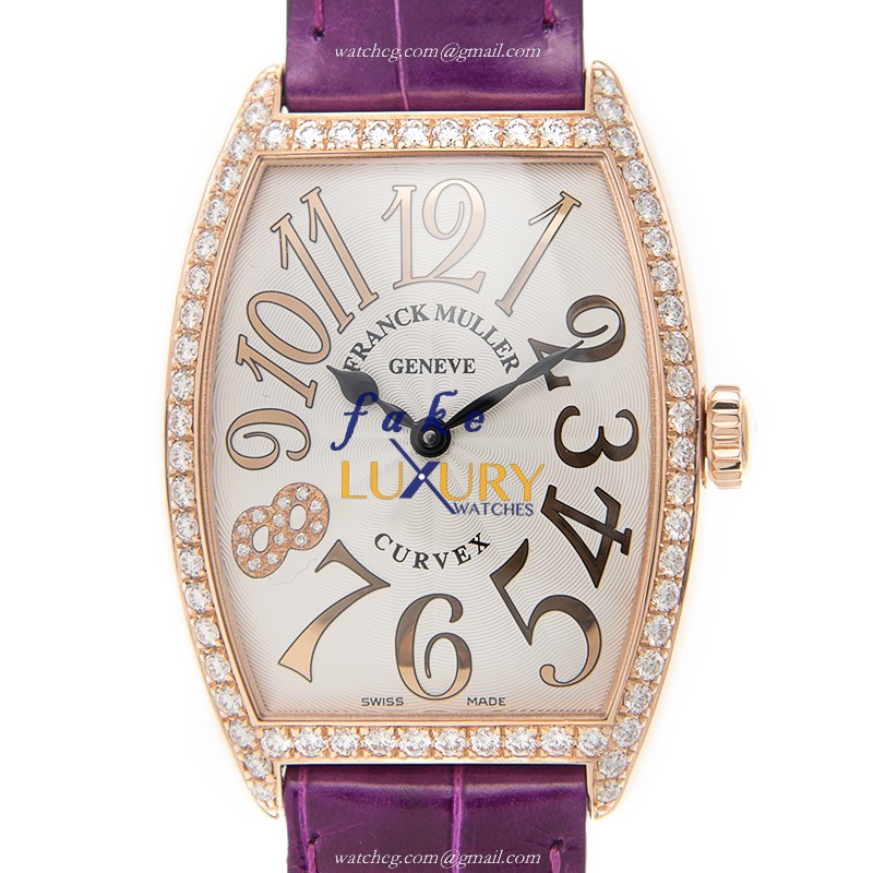 Franck Muller 2852 QZ REL D 1R CD8 5N Replica Watch, Silver Dial, Rose Gold Case, Quartz Movement - Luxury Replica Watch