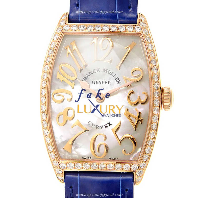 Franck Muller 2852 QZ REL MOP D 1R 5N Replica Watch, Quartz, White Mother of Pearl Dial, Blue