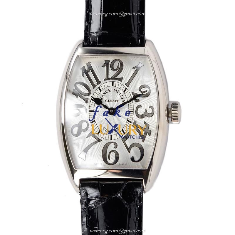 Franck Muller 2852 QZ REL OG Replica Watch Silver Dial 18kt White Gold & Diamond Black Strap - Luxury Replica Watch