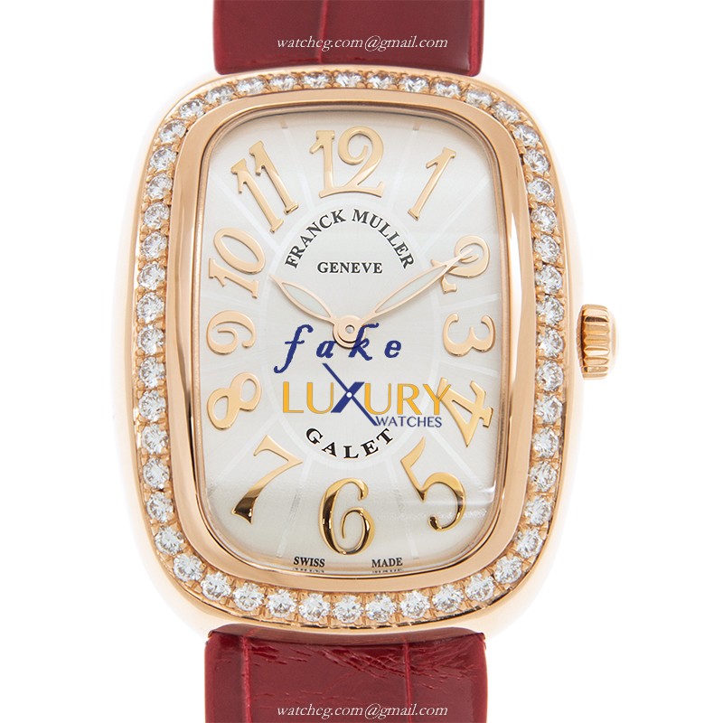 Franck Muller 3002 M QZ REL V D1 GL 5N GALET Quartz Rose Gold & Diamond Replica Watch 34mm Silver - Luxury Replica Watch