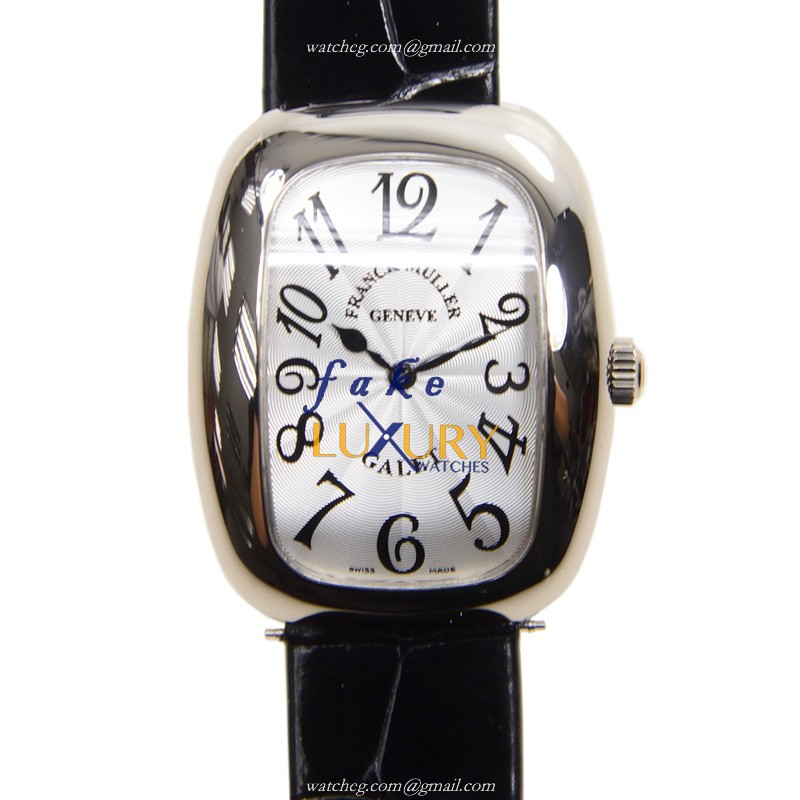 Franck Muller 3002 M QZ V OG Replica Watch Silver Dial 18kt White Gold Quartz Alligator Strap - Luxury Replica Watch
