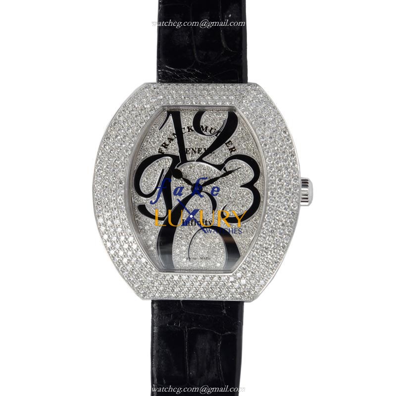 Franck Muller 3540 QZ A D4 CDWG Replica Watch, Quartz, Silver Dial, 18kt White Gold & Diamond Case