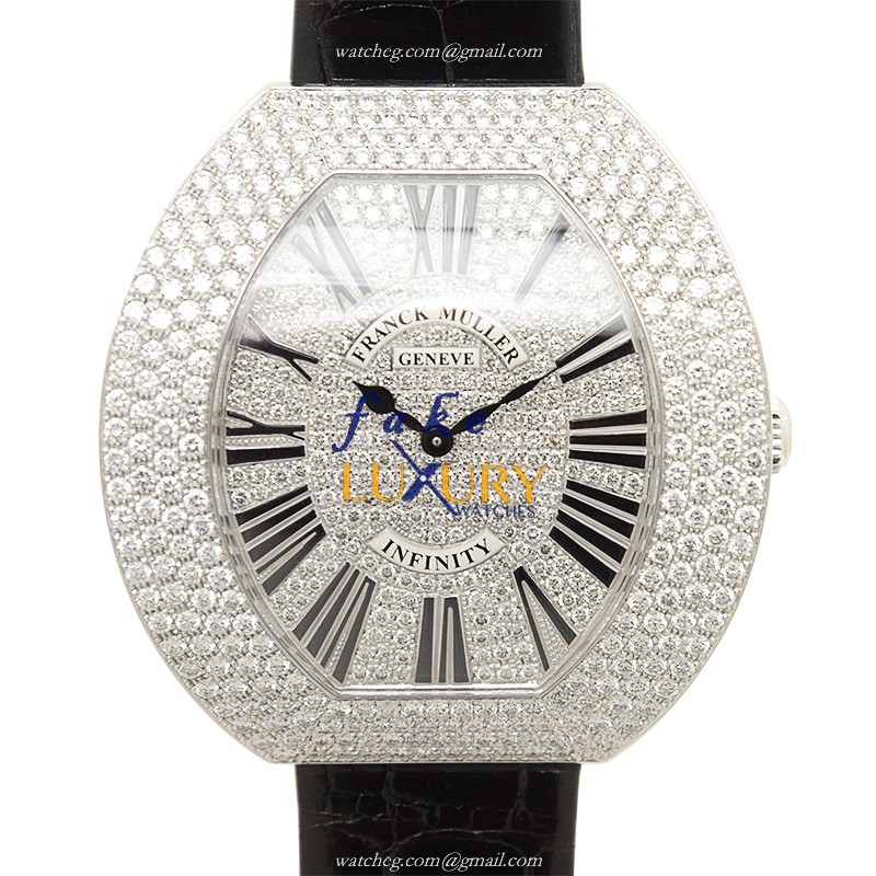 Franck Muller 3545QZRD4CDOG Quartz 18kt White Gold Diamond Bezel Replica Watch - Luxury Replica Watch