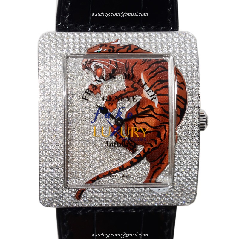 Franck Muller 3740 QZ TIG 2 D CD AC INFINITY Quartz Steel & Diamond Replica Watch - 3740QZTIG2DCDAC - Luxury Replica Watch