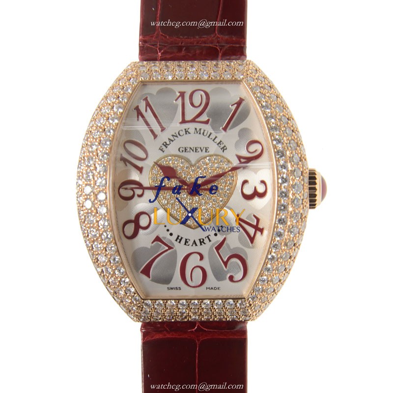 Franck Muller 5000 H SC D3 1P 5N Replica Watch, Automatic, Silver Dial, Rose Gold & Diamonds Case - Luxury Replica Watch
