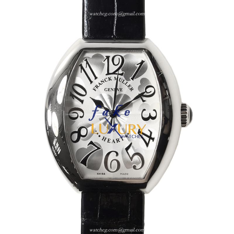 Franck Muller 5000 H SC OG HEART Automatic 18kt White Gold Silver Dial Replica Watch - Luxury Replica Watch