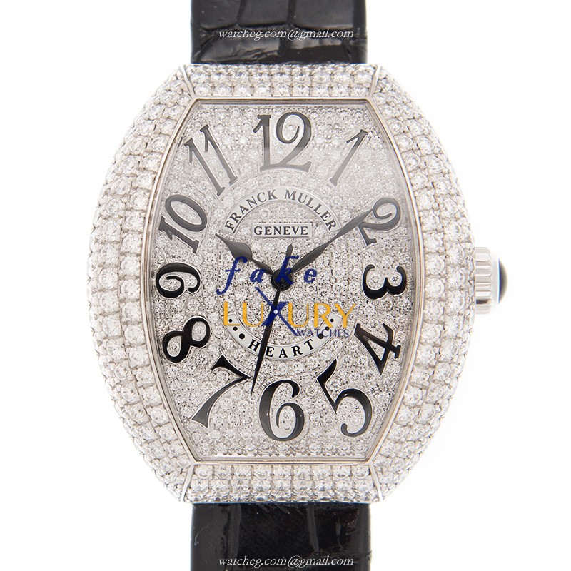 Franck Muller 5000H SC D3 CD OG Ladies Quartz 18kt White Gold Diamond Replica Watch 5000HSCD3CDOG - Luxury Replica Watch