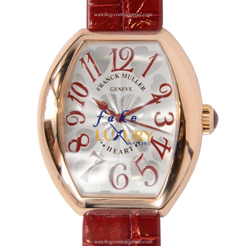 Franck Muller 5000HSC5N Master Of Complication Auto 18kt Rose Gold Case Silver Dial Alligator Red - Luxury Replica Watch