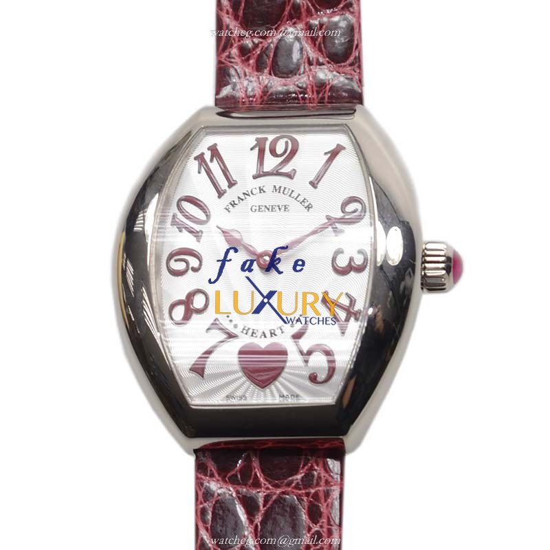 Franck Muller 5002 L QZ C 6H OG Replica Watch, Quartz Heart, Silver Dial, 18kt White Gold Case - Luxury Replica Watch
