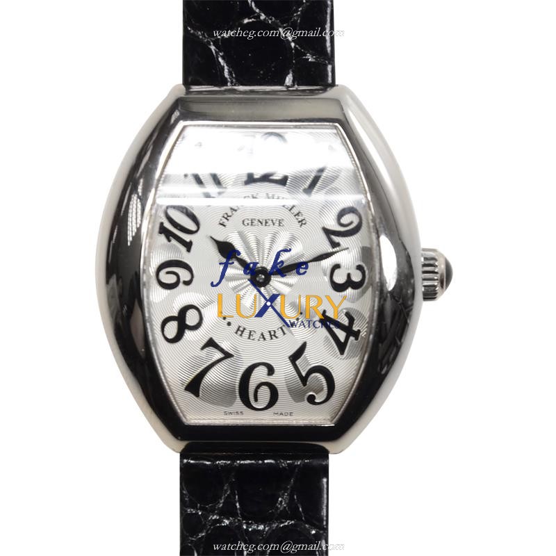 Franck Muller 5002 L QZ OG Heart Quartz 18kt White Gold Leather Replica Watch
