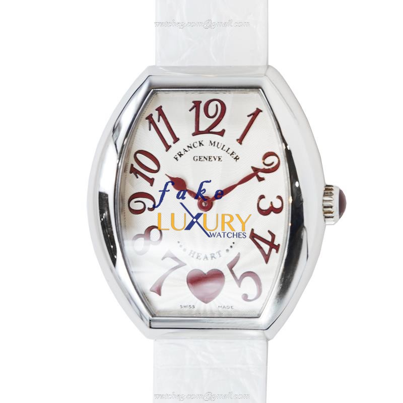 Franck Muller 5002 M QZ 6H AC Replica Watch Quartz Movement Silver Dial White Alligator Strap Steel