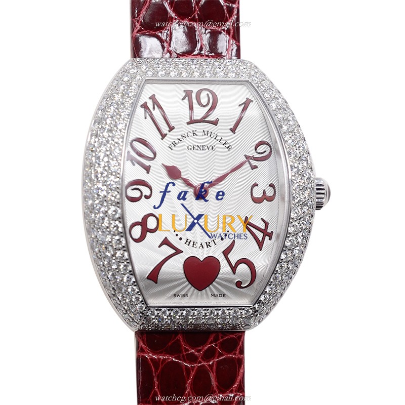 Franck Muller 5002 M QZ C 6H D3 OG Heart 34.5mm Quartz Replica Watch | 18kt White Gold & Diamond