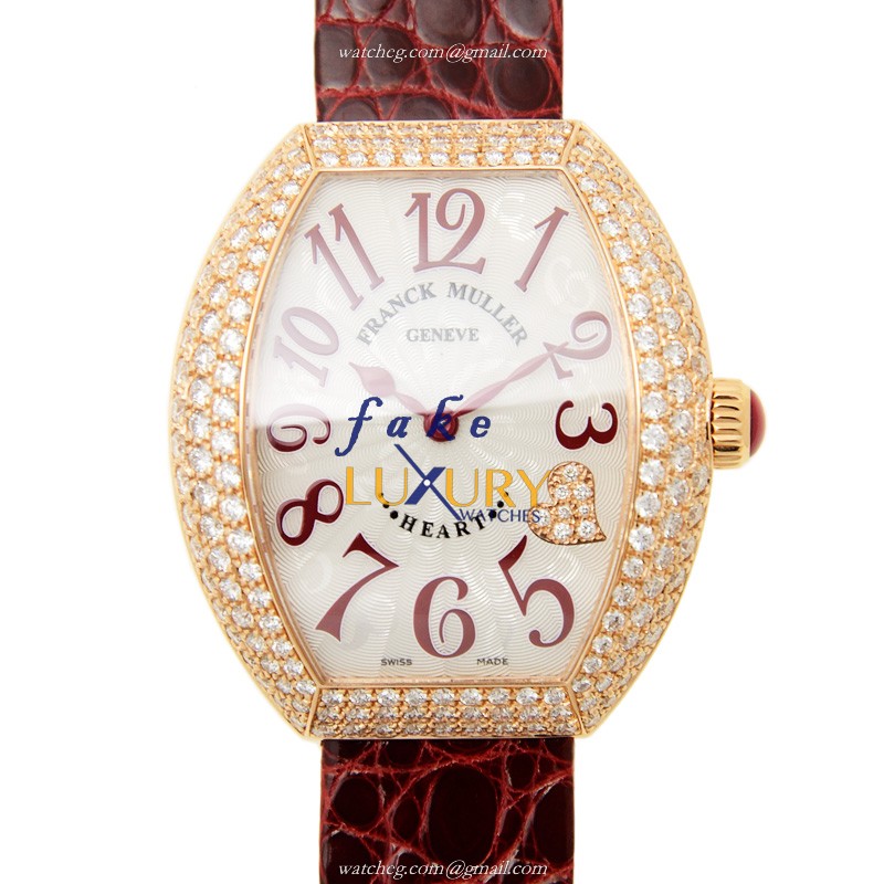 Franck Muller 5002 M QZ D C4 CD 5N HEART Quartz 18kt Rose Gold & Diamond Replica Watch, Swiss - Luxury Replica Watch