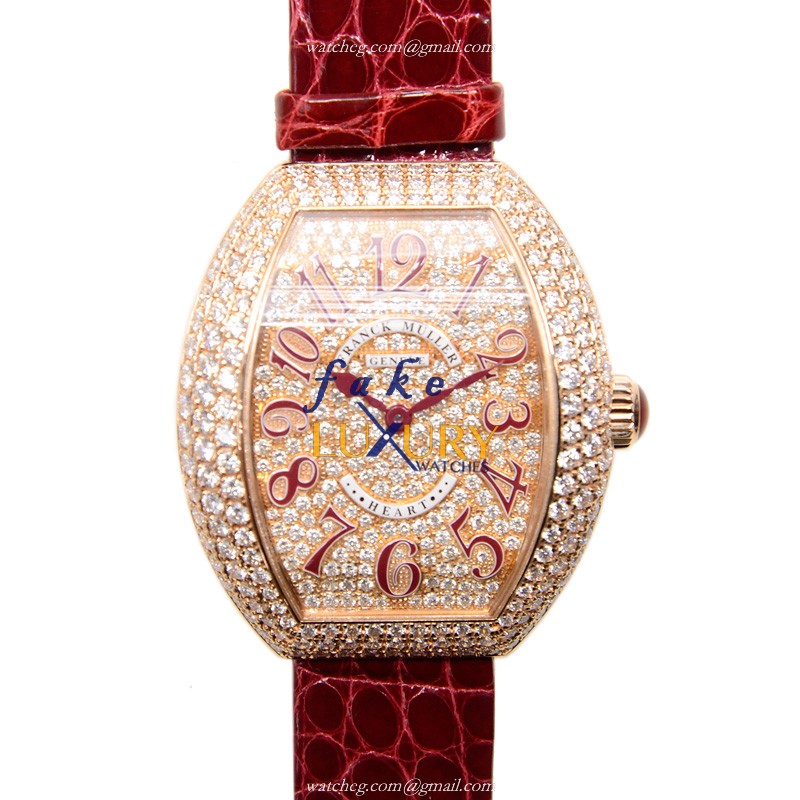 Franck Muller 5002 M QZ D3 CD 5N HEART Quartz 18kt Rose Gold & Diamonds - 34.5mm Case - Replica - Luxury Replica Watch
