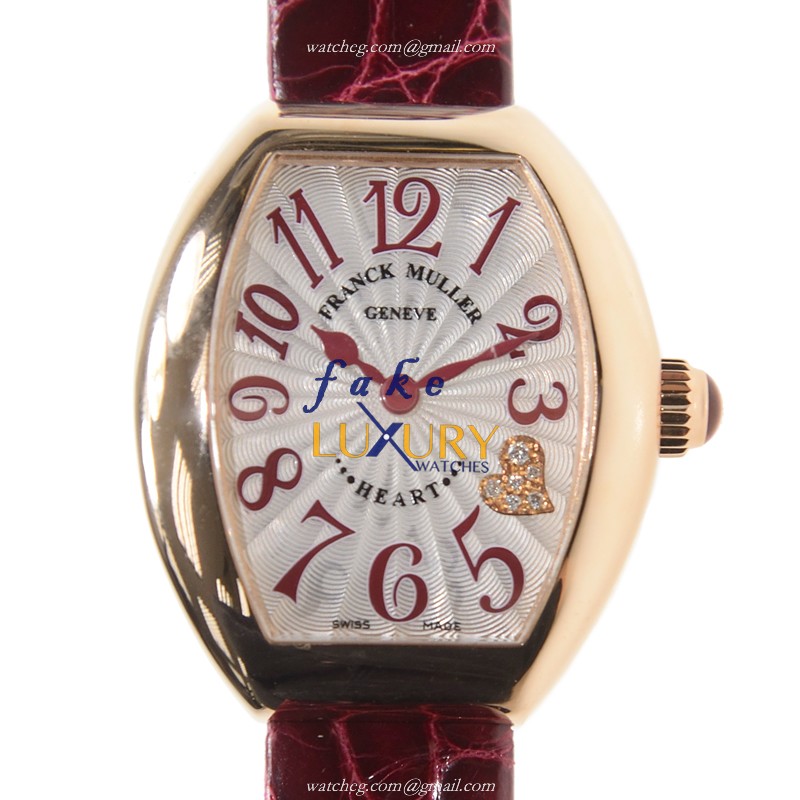 Franck Muller 5002 S QZ C4 CD 5N Heart Quartz 18kt Rose Gold Red Alligator Watch
